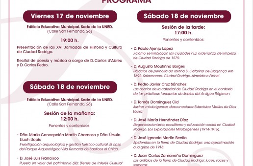 Próxima celebración de las XVI Jornadas de Historia y Cultura de Ciudad Rodrigo 2023